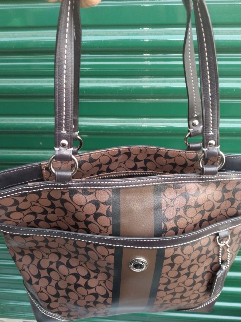 Designer-Inspired Brown Patterned Tote Bag